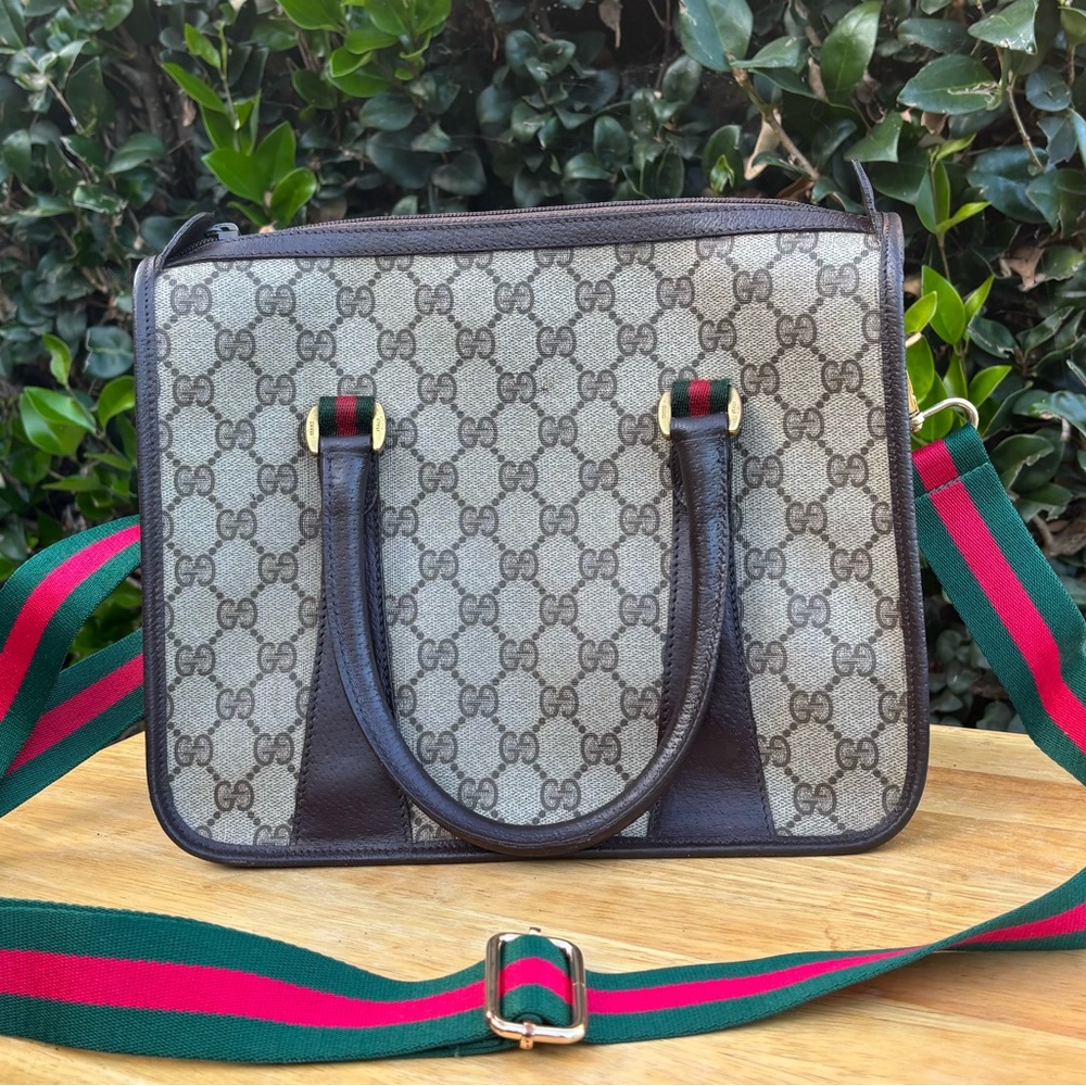Authentic Gucci Vintage Monogram Crossbody Boston Bag
